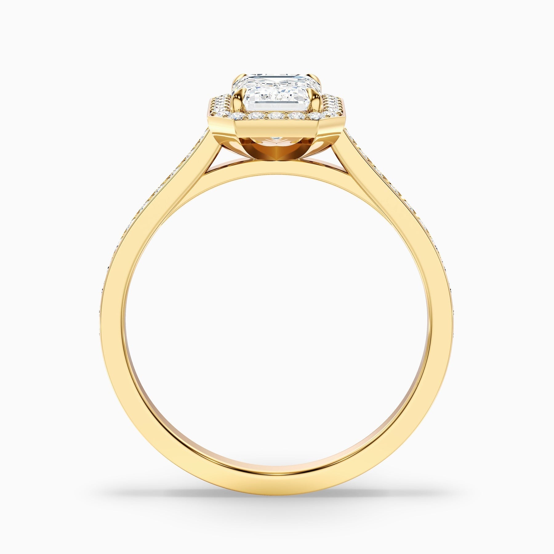 Velvet 1 Carat Emerald Cut Halo Pave Lab Grown Diamond Ring
